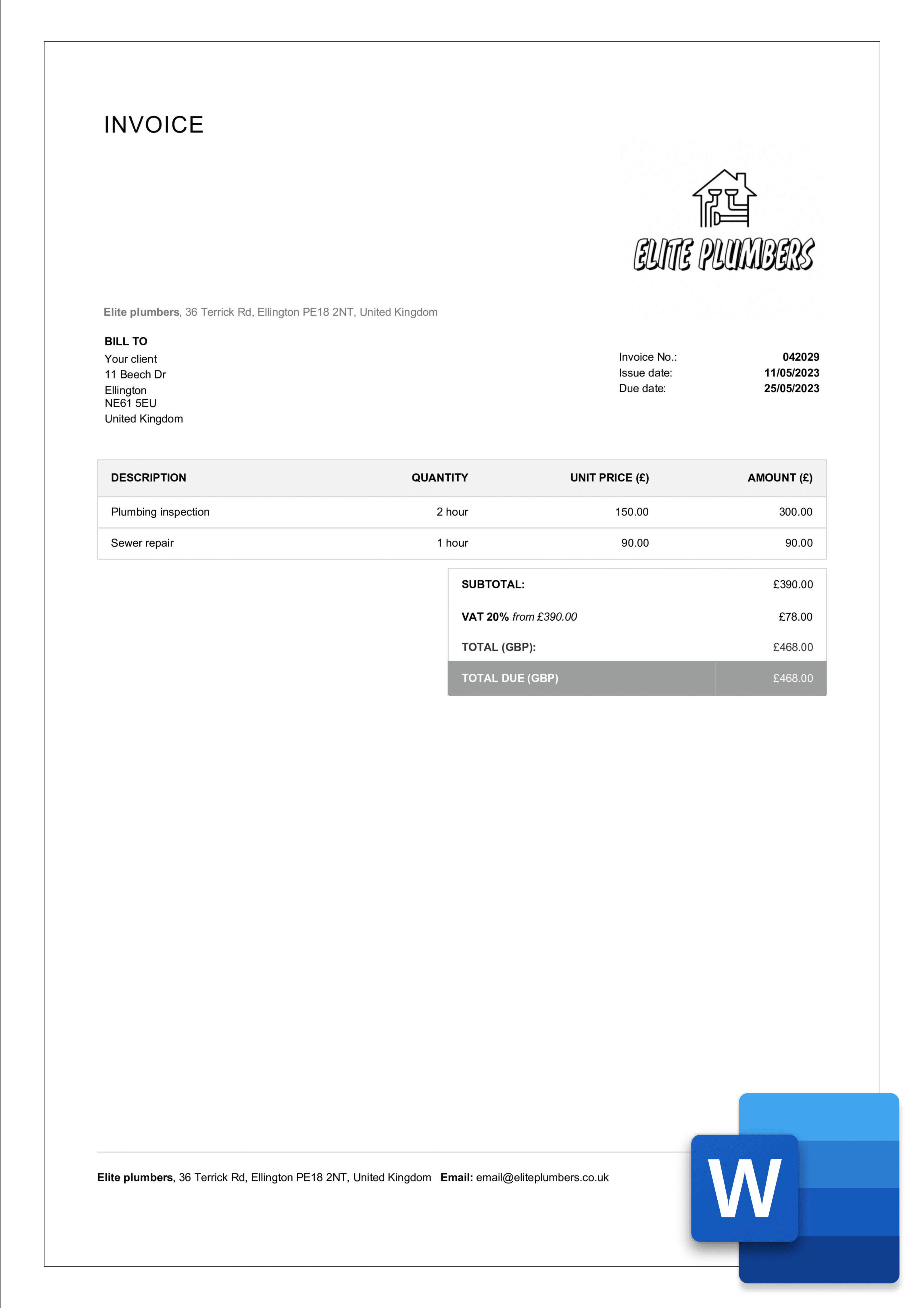 plumbing invoice software